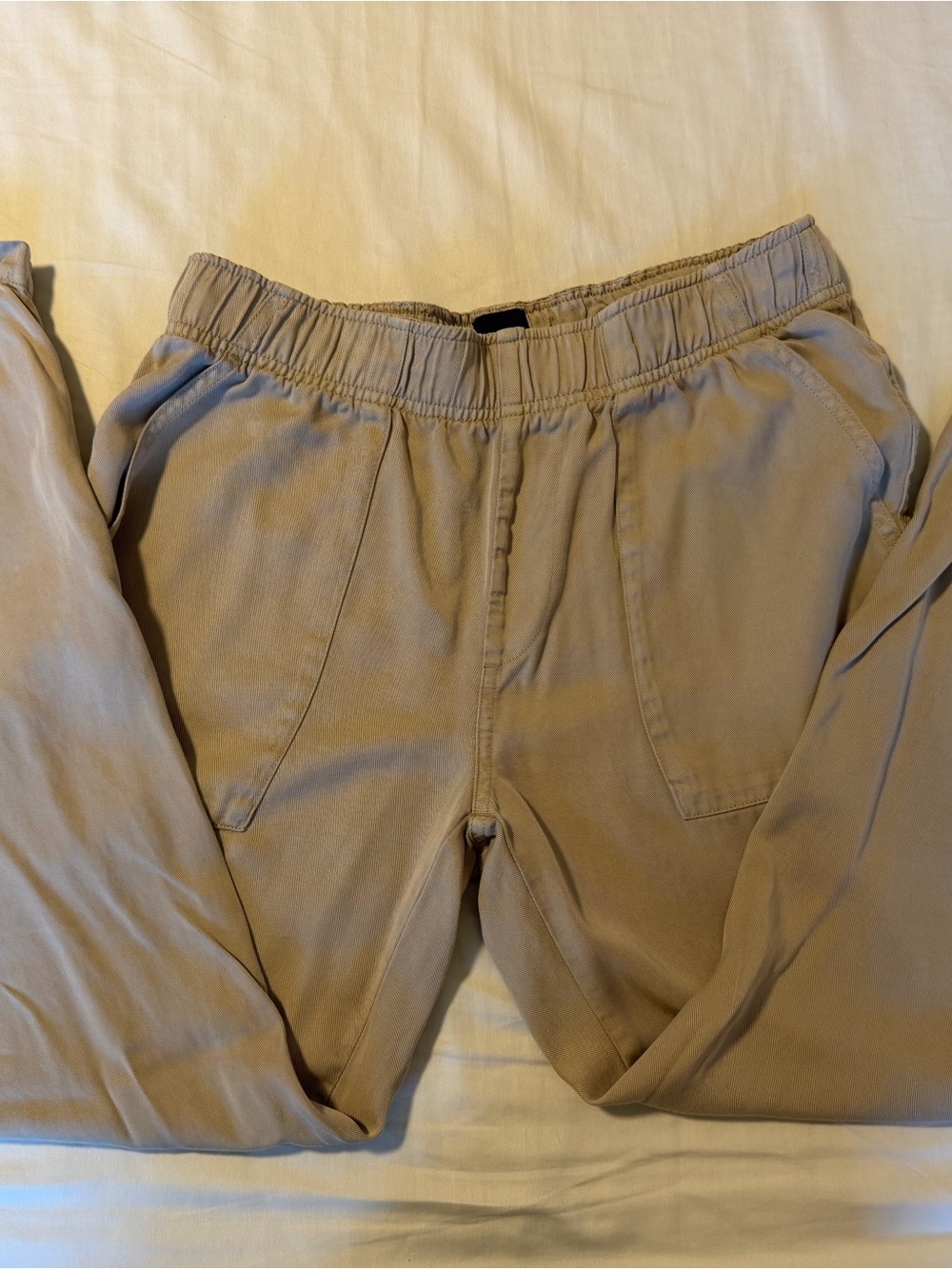 Women’s Elastic Waist Casual Pants in Beige - Picture 1 of 2
